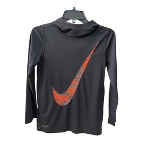 NWOT Nike Dri-fit black hoodie with orange swoosh size medium